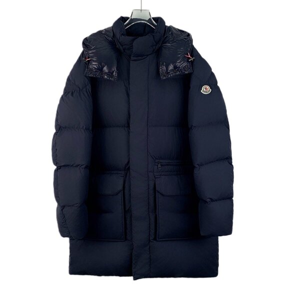 Moncler Hostomme Deep blue hooded down jacket